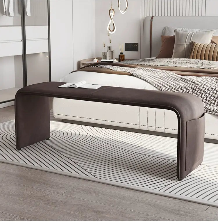GANGETIC AGE Valdemar Sleek Luxury Saddle Leather Bedroom Bench from GANGETIC AGE