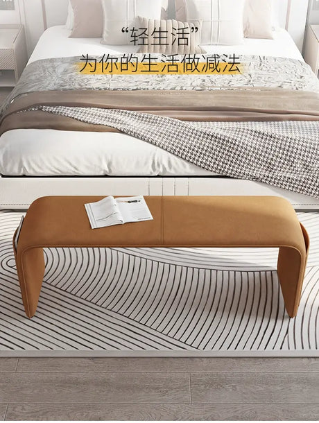 GANGETIC AGE Valdemar Sleek Luxury Saddle Leather Bedroom Bench from GANGETIC AGE