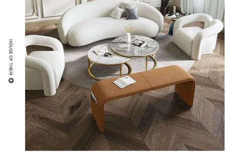 GANGETIC AGE Valdemar Sleek Luxury Saddle Leather Bedroom Bench from GANGETIC AGE