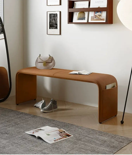 GANGETIC AGE Valdemar Sleek Luxury Saddle Leather Bedroom Bench from GANGETIC AGE