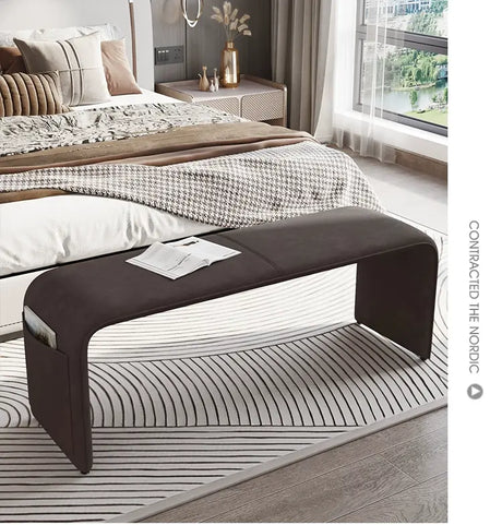 GANGETIC AGE Valdemar Sleek Luxury Saddle Leather Bedroom Bench from GANGETIC AGE