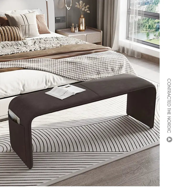 GANGETIC AGE Valdemar Sleek Luxury Saddle Leather Bedroom Bench from GANGETIC AGE