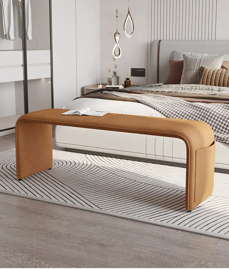 GANGETIC AGE Valdemar Sleek Luxury Saddle Leather Bedroom Bench from GANGETIC AGE