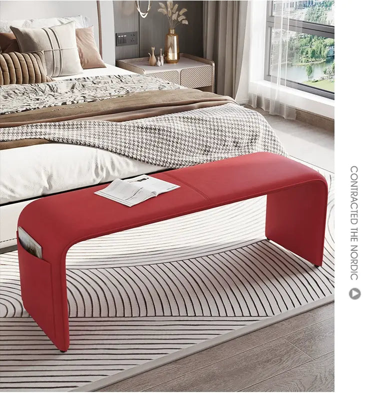 GANGETIC AGE Valdemar Sleek Luxury Saddle Leather Bedroom Bench from GANGETIC AGE