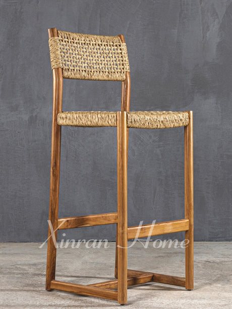 GENJI Akihiko Sleek Solid Wood Rattan Bar Chair from GENJI