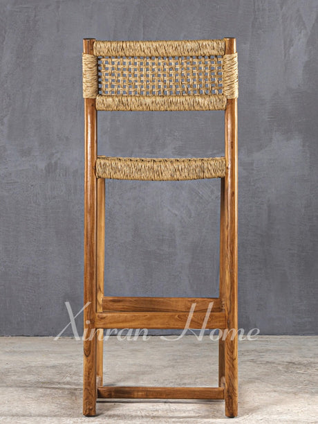 GENJI Akihiko Sleek Solid Wood Rattan Bar Chair from GENJI
