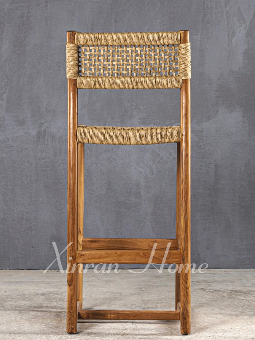 GENJI Akihiko Sleek Solid Wood Rattan Bar Chair from GENJI