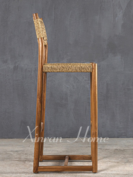 GENJI Akihiko Sleek Solid Wood Rattan Bar Chair from GENJI