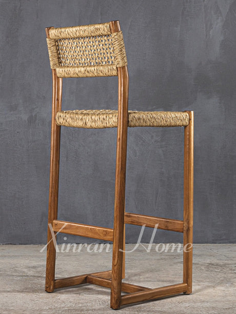 GENJI Akihiko Sleek Solid Wood Rattan Bar Chair from GENJI