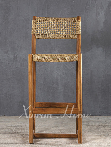 GENJI Akihiko Sleek Solid Wood Rattan Bar Chair from GENJI