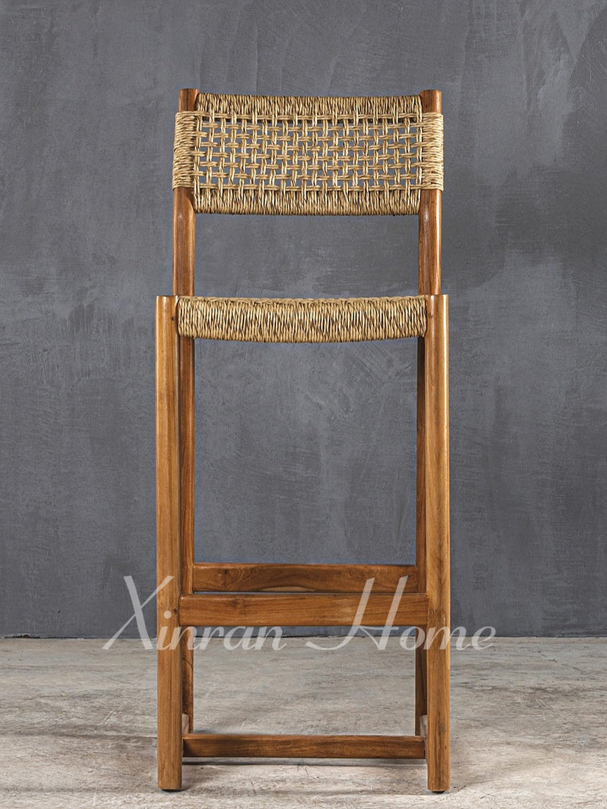 GENJI Akihiko Sleek Solid Wood Rattan Bar Chair from GENJI