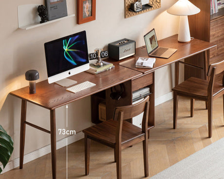 GENJI Amara Sleek Solid Wood Double Desk Bookcase from GENJI