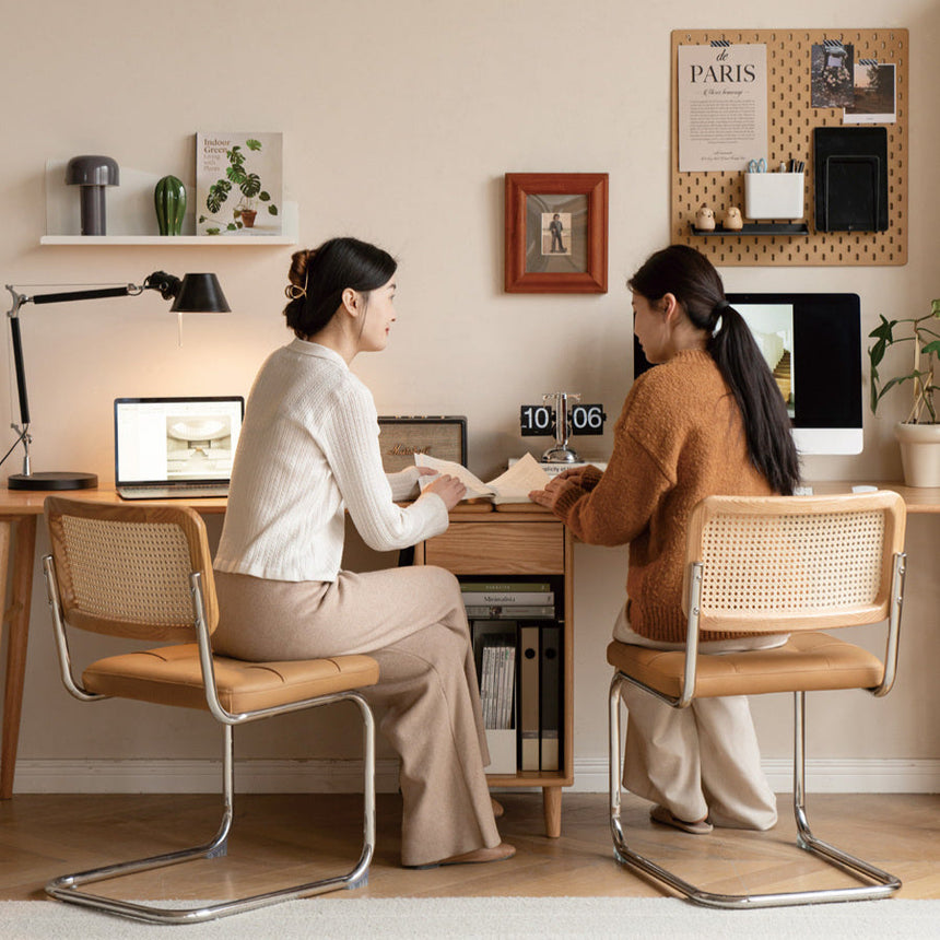 GENJI Amara Sleek Solid Wood Double Desk Bookcase from GENJI
