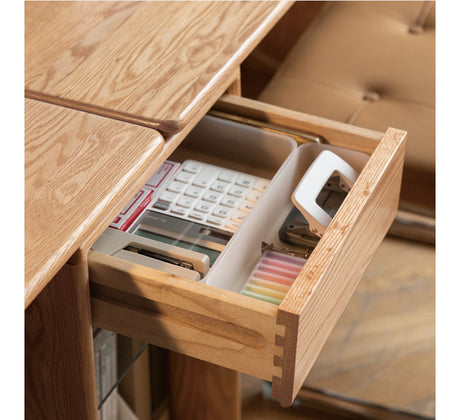 GENJI Amara Sleek Solid Wood Double Desk Bookcase from GENJI