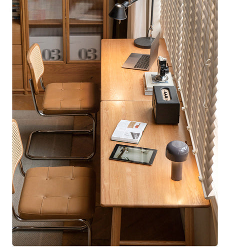 GENJI Amara Sleek Solid Wood Double Desk Bookcase from GENJI