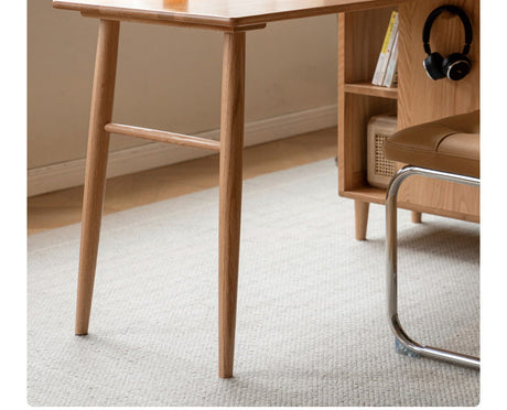 GENJI Amara Sleek Solid Wood Double Desk Bookcase from GENJI