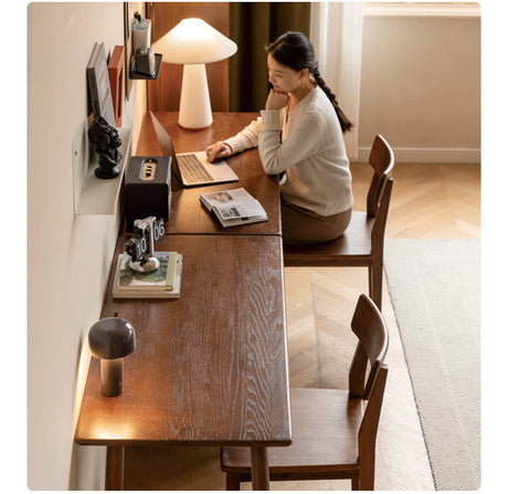 GENJI Amara Sleek Solid Wood Double Desk Bookcase from GENJI