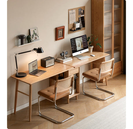 GENJI Amara Sleek Solid Wood Double Desk Bookcase from GENJI