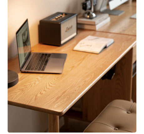 GENJI Amara Sleek Solid Wood Double Desk Bookcase from GENJI