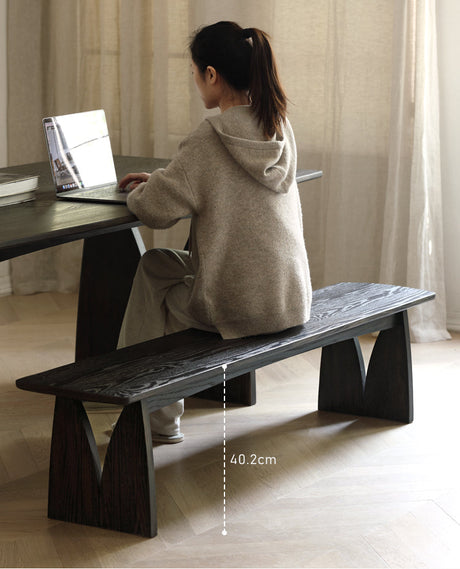 GENJI Arakawa Rustic Solid Wood Dining Bench from GENJI