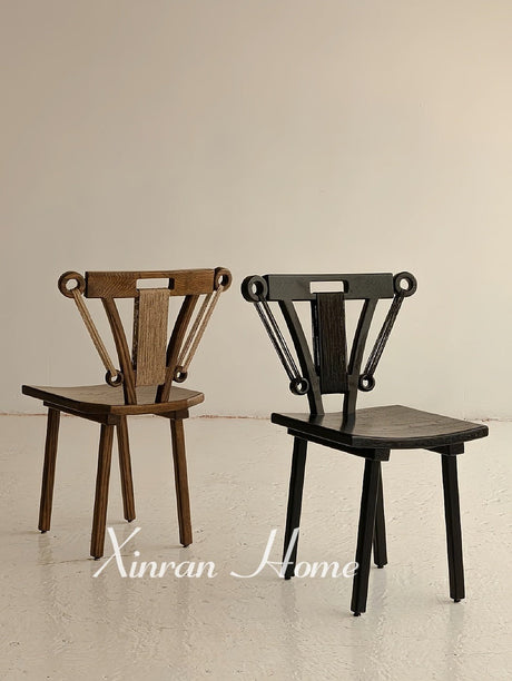 GENJI Elysia Retro Solid Wood Dining Chair - Stylish Home & Office Design from GENJI