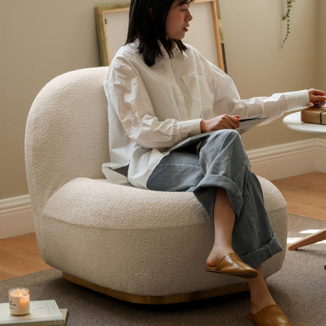 GENJI Emory Modern Light Luxury Lambskin Single Chair from GENJI