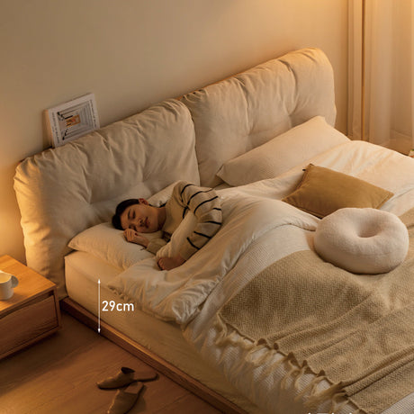 GENJI Harukaze Elegant Cream Solid Wood Double Bed from GENJI