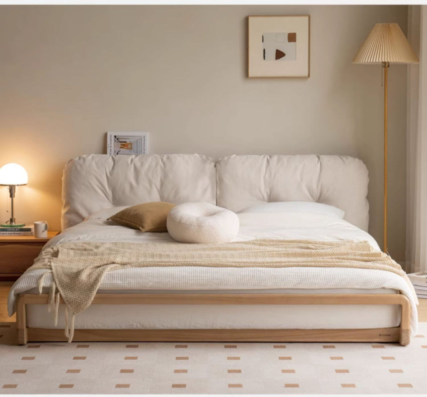 GENJI Harukaze Elegant Cream Solid Wood Double Bed from GENJI