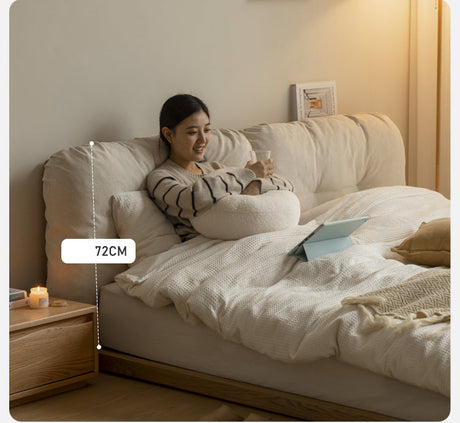 GENJI Harukaze Elegant Cream Solid Wood Double Bed from GENJI