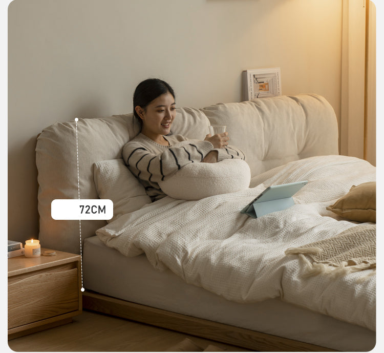 GENJI Harukaze Elegant Cream Solid Wood Double Bed from GENJI