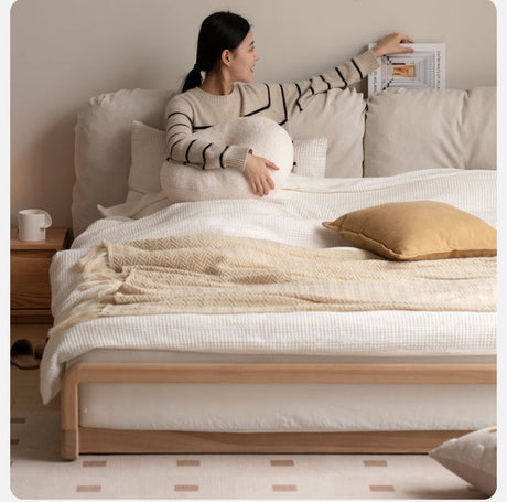 GENJI Harukaze Elegant Cream Solid Wood Double Bed from GENJI