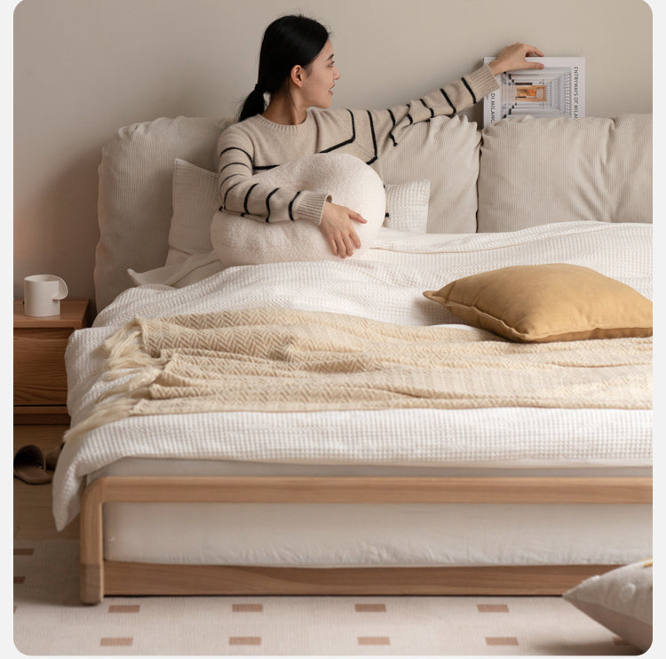 GENJI Harukaze Elegant Cream Solid Wood Double Bed from GENJI