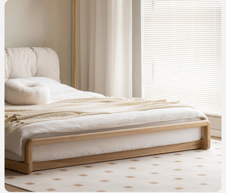 GENJI Harukaze Elegant Cream Solid Wood Double Bed from GENJI