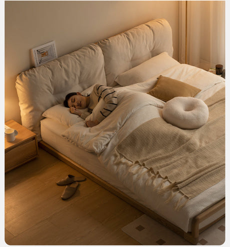 GENJI Harukaze Elegant Cream Solid Wood Double Bed from GENJI