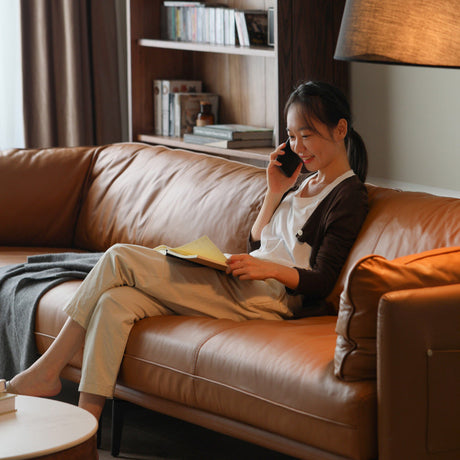 GENJI Haruki Luxurious Leather Down Sofa from GENJI