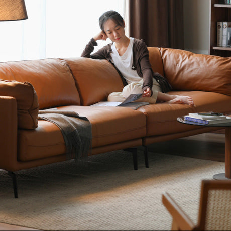 GENJI Haruki Luxurious Leather Down Sofa from GENJI