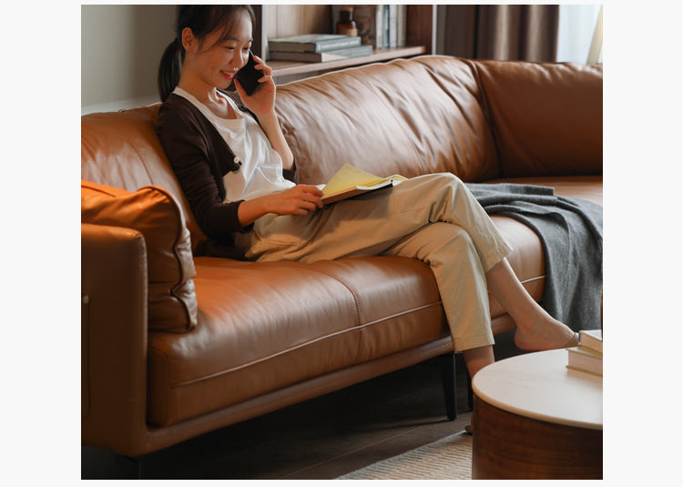 GENJI Haruki Luxurious Leather Down Sofa from GENJI