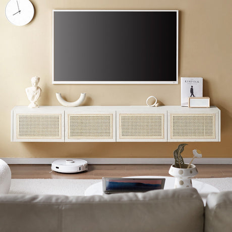 GENJI Haruto Solid Wood Cream Floating TV Cabinet from GENJI