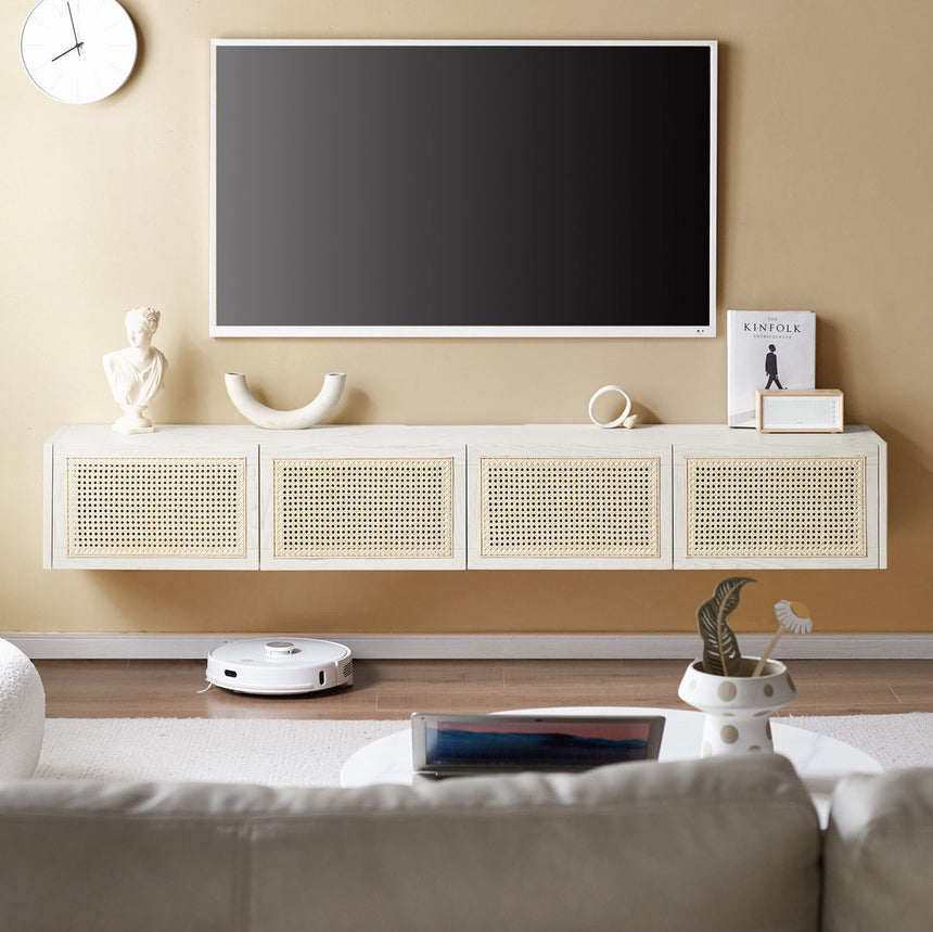 GENJI Haruto Solid Wood Cream Floating TV Cabinet from GENJI