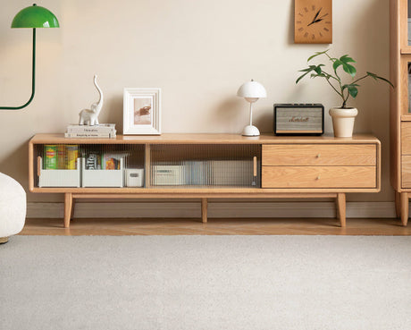 GENJI Ishtar Modern Oak Storage Cabinet and Coffee Table Combo. from GENJI