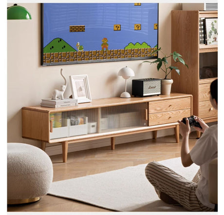 GENJI Ishtar Modern Oak Storage Cabinet and Coffee Table Combo. from GENJI