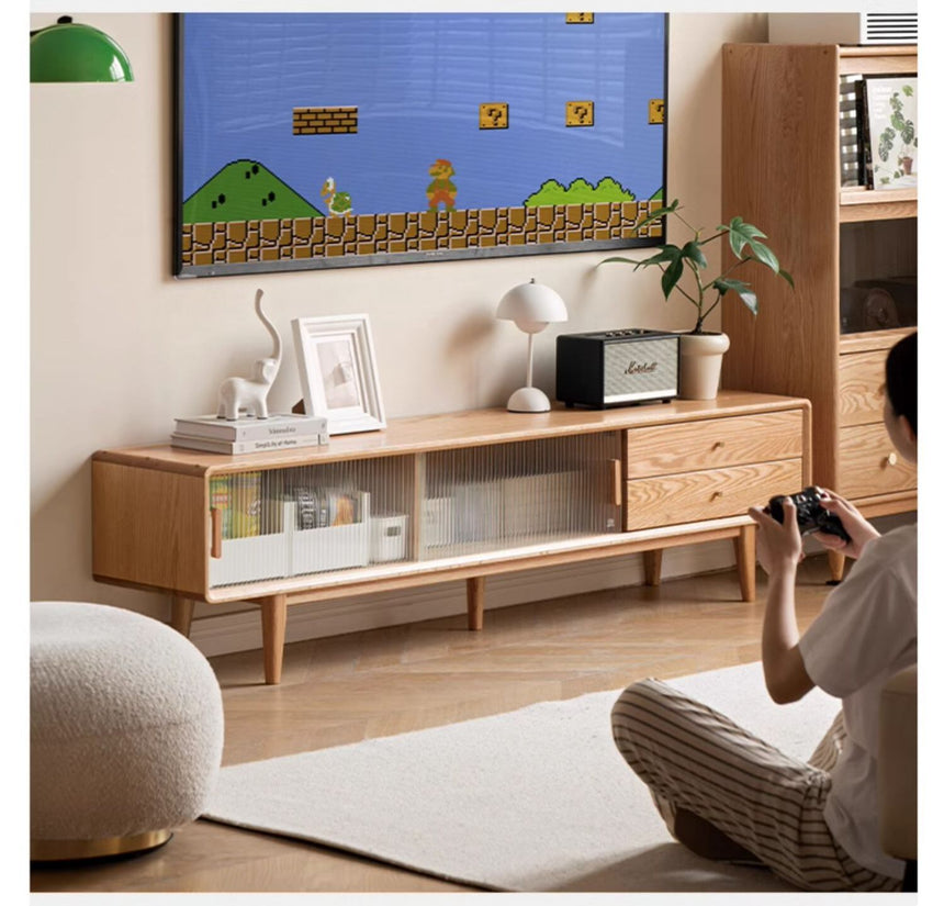 GENJI Ishtar Modern Oak Storage Cabinet and Coffee Table Combo. from GENJI