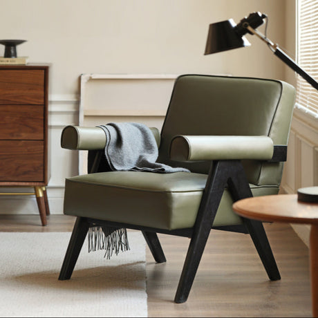 GENJI Isolde Retro Solid Wood Leather Balcony Chair from GENJI