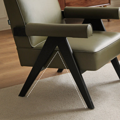 GENJI Isolde Retro Solid Wood Leather Balcony Chair from GENJI