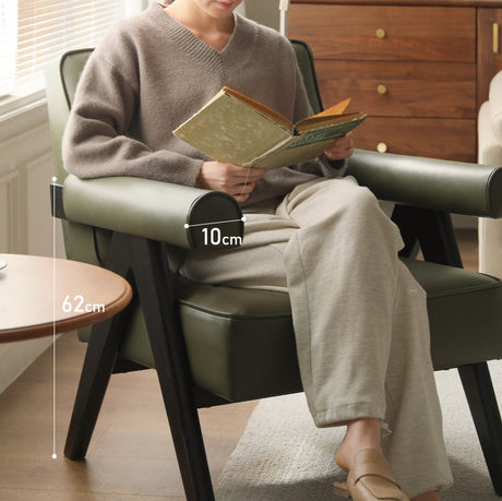 GENJI Isolde Retro Solid Wood Leather Balcony Chair from GENJI