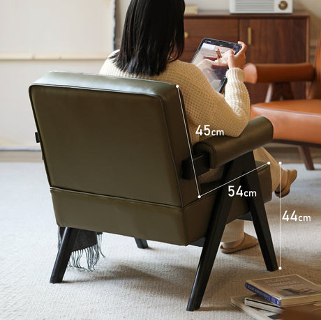 GENJI Isolde Retro Solid Wood Leather Balcony Chair from GENJI