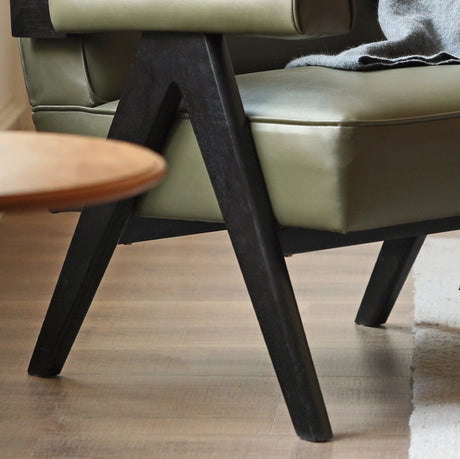 GENJI Isolde Retro Solid Wood Leather Balcony Chair from GENJI