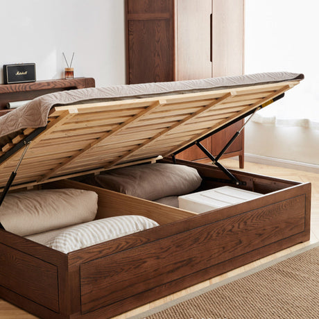 GENJI Juniper Solidwood Modern Minimalist Oak Storage Bed from GENJI