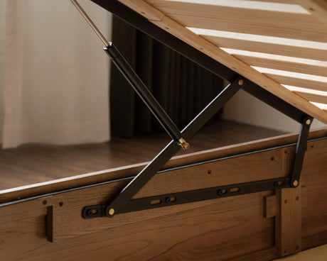 GENJI Juniper Solidwood Modern Minimalist Oak Storage Bed from GENJI