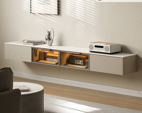 GENJI Kaelin Modern Solid Wood Wall-Mounted TV Cabinet with Light from GENJI